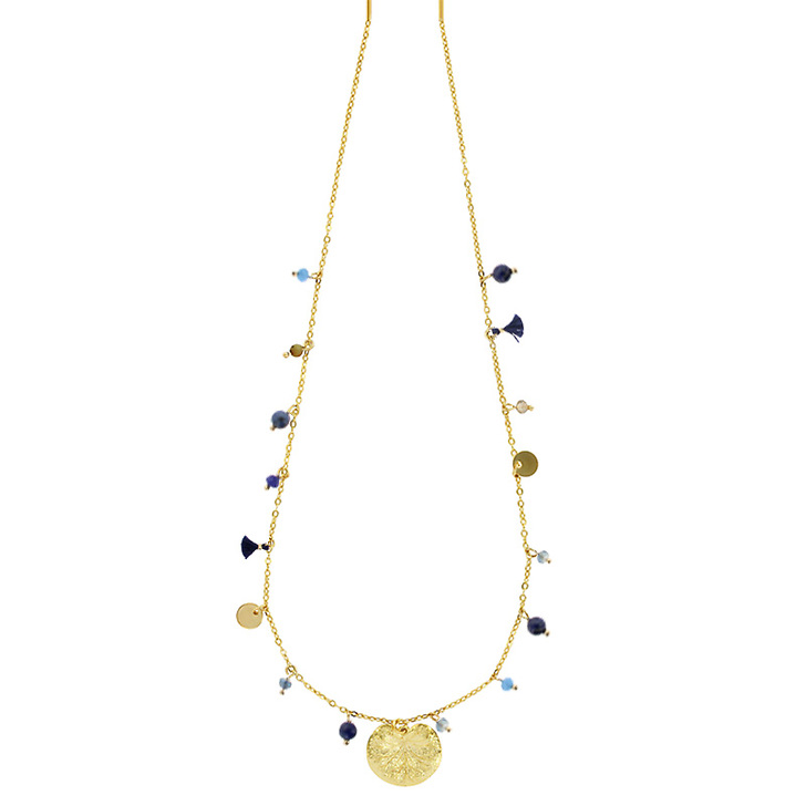 Collier à pampilles bleu turquoise Nymphéa